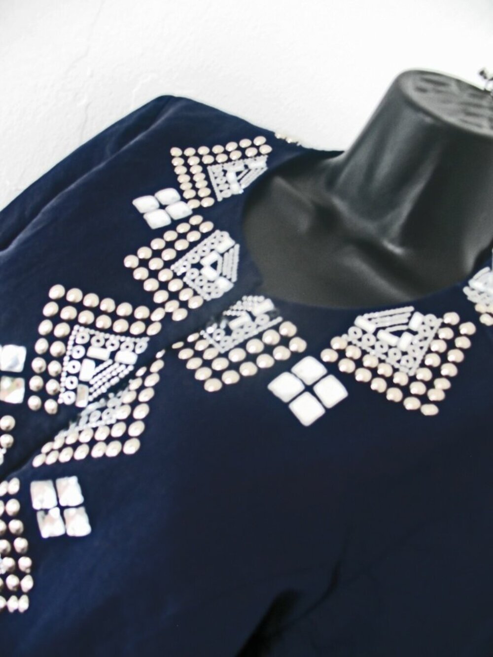 Chico's 1 (8-10) Dark Blue Jacket/Blazer with Jewels